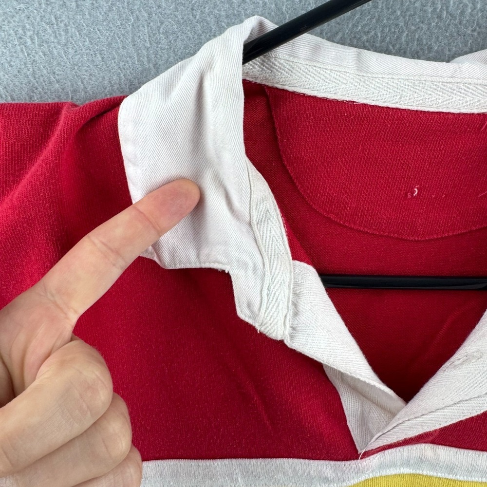 Vintage 80s Rugby Shirt Mens XL Long Sleeve Cotton Blend Jersey Collared Polo 10 - Picture 6 of 16
